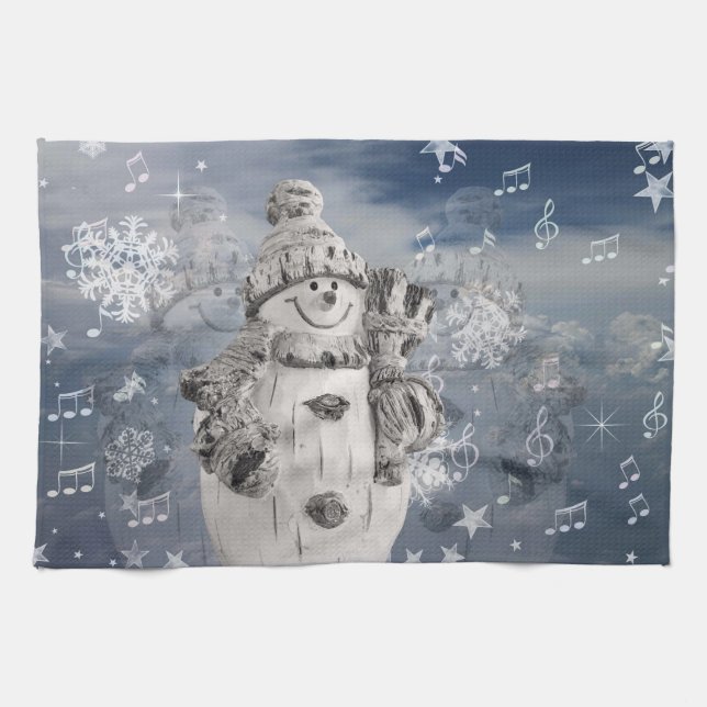 Cute Snowman Kitchen Towel (Horizontal)