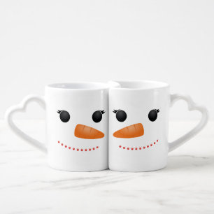 Cute Snowman Ladies Couple Coffee Mug Set