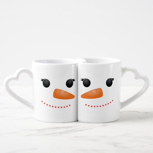 Cute Snowman Ladies Couple Coffee Mug Set (Front Nesting)