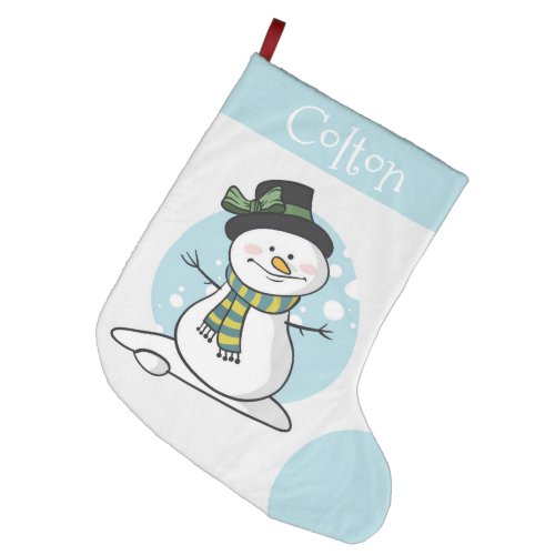 Cute Snowman Large Christmas Stocking