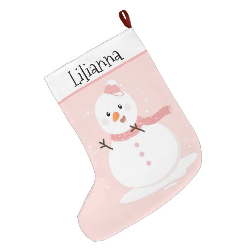 Cute Snowman Large Christmas Stocking