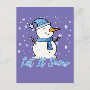 Cute Snowman Let It Snow Christmas Holiday Postcard