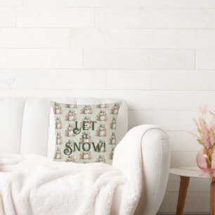 Cute Snowman Let it Snow Christmas Holiday Throw Pillow