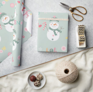 Cute Snowman Let it Snow Christmas Wrapping Paper