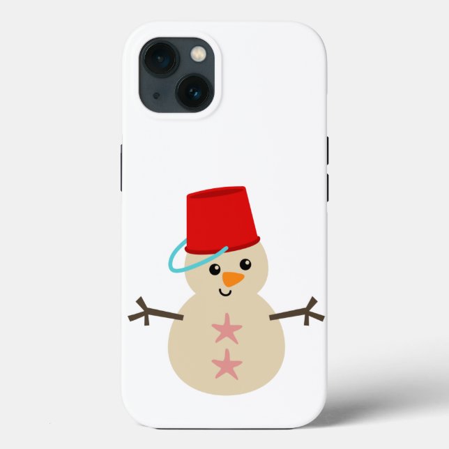 Cute Snowman Made of Sand with Pail for Hat Case-Mate iPhone Case (Back)