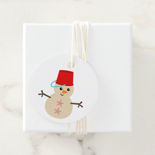 Cute Snowman Made of Sand with Pail for Hat Favor Tags