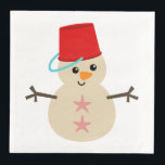 Cute Snowman Made of Sand with Pail for Hat Paper Dinner Napkins<br><div class="desc">Cute beach loving snowman made of sand with a pail for a hat and starfish buttons.</div>