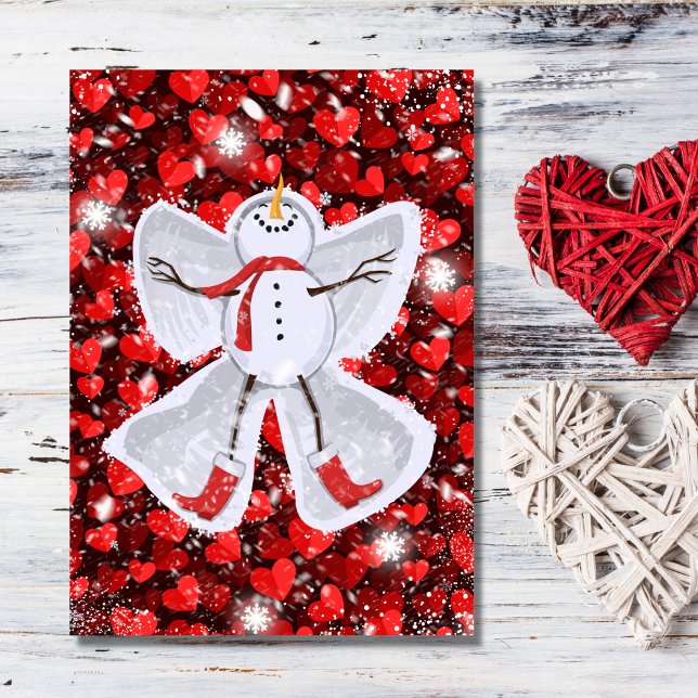 Cute Snowman Making a Snow Angel Birthday Card (Creator Uploaded)