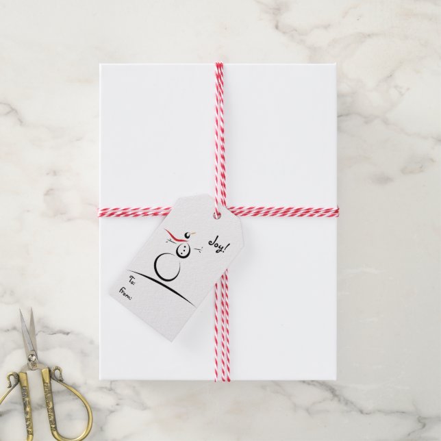 CUTE SNOWMAN 'Merry Christmas' Gift Tags (With Twine)