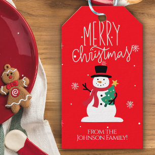 Cute Snowman Merry Christmas Gift Tags