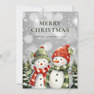 Cute Snowman Merry Christmas Holiday Card