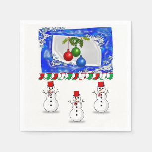 Cute Snowman Merry Christmas Paper Napkins