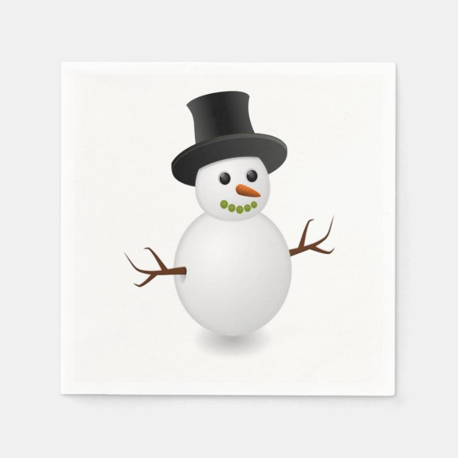 Cute Snowman Merry Christmas Paper Napkins (Front)