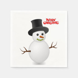 Cute Snowman Merry Christmas Paper Napkins