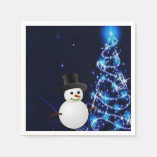 Cute Snowman Merry Christmas Paper Napkins