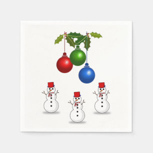 Cute Snowman Merry Christmas Paper Napkins