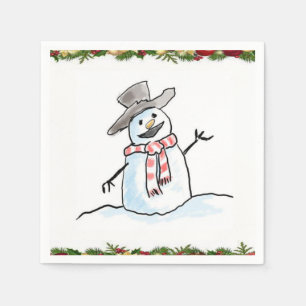 Cute Snowman Merry Christmas Paper Napkins