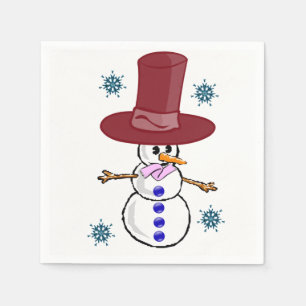 Cute Snowman Merry Christmas Paper Napkins