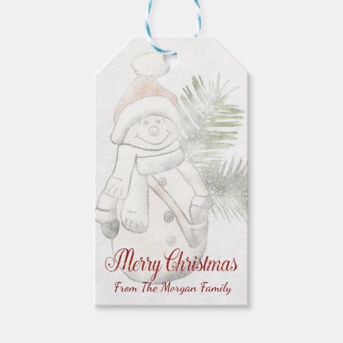 Cute SnowmanMerry Christmas_Personalized Gift Tags