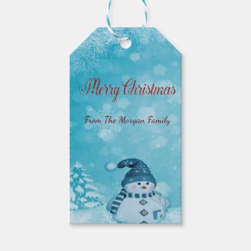 Cute SnowmanMerry ChristmasPine Tree Gift Tags