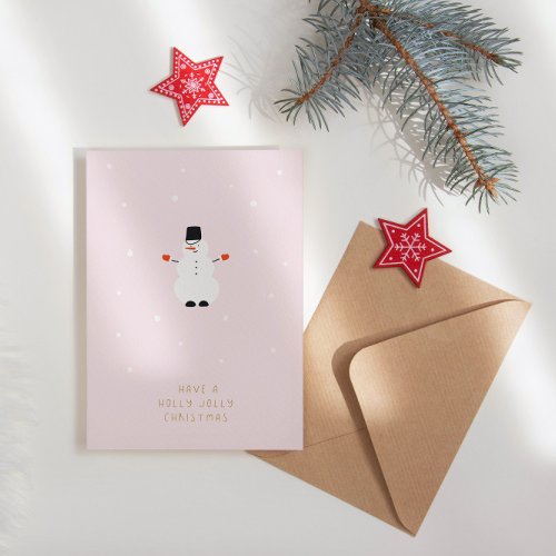 Cute Snowman  Modern Сheerful Christmas Holiday Card