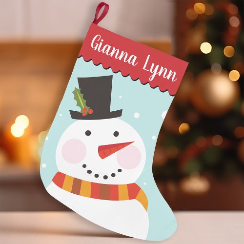 Cute Snowman Monogram Small Christmas Stocking