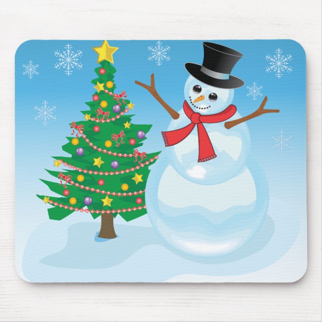 Cute Snowman Mouse Pad (Front)