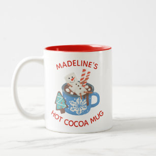 Cute Snowman Name Hot Cocoa Two-Tone Coffee Mug
