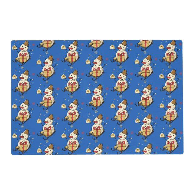 Cute Snowman On A Sled Placemat (Front)