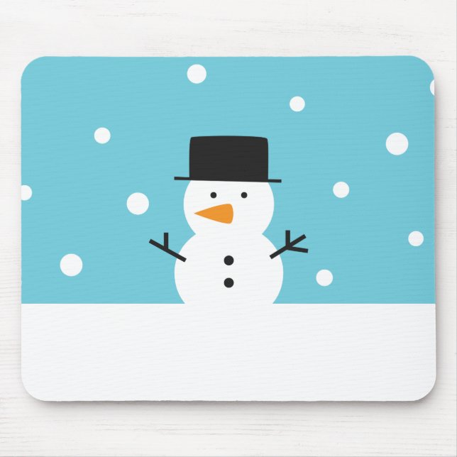 Cute Snowman on snow background for Christmas Mouse Pad (Front)