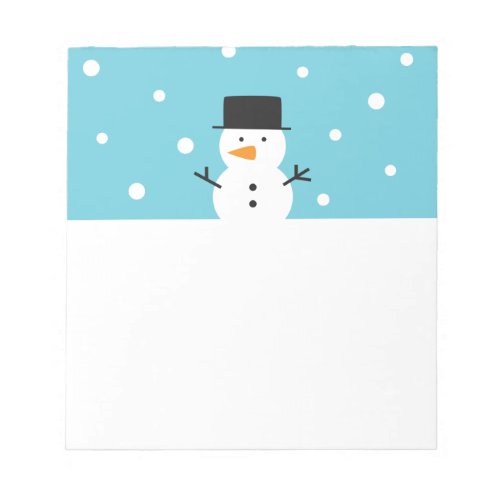 Cute Snowman on snow background for Christmas Notepad