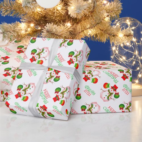 Cute Snowman on WHITE or Your Color Wrapping Paper