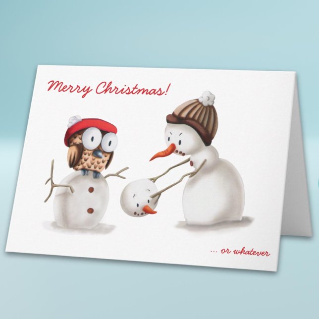 Cute Snowman Owl Funny Christmas Holiday Card (Creator Uploaded)