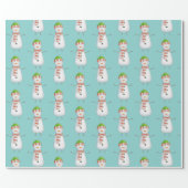 Cute Snowman Pattern Christmas Wrapping Paper (Flat)
