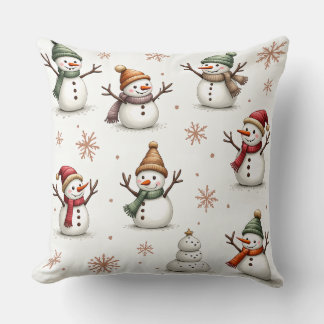 "Cute Snowman Pattern Cushion" Throw Pillow