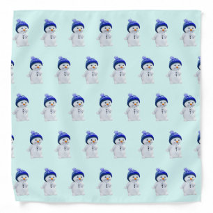 Cute snowman pattern on light blue bandana