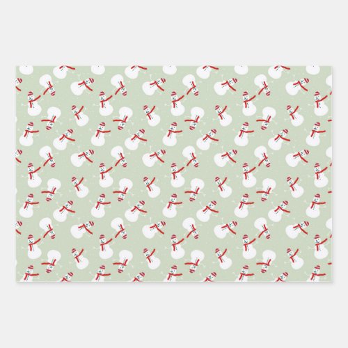 Cute Snowman Pattern  Wrapping Paper Sheets