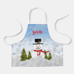 Cute Snowman Personalized All-Over Print Apron