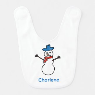 Cute Snowman Personalized Bibs for Baby