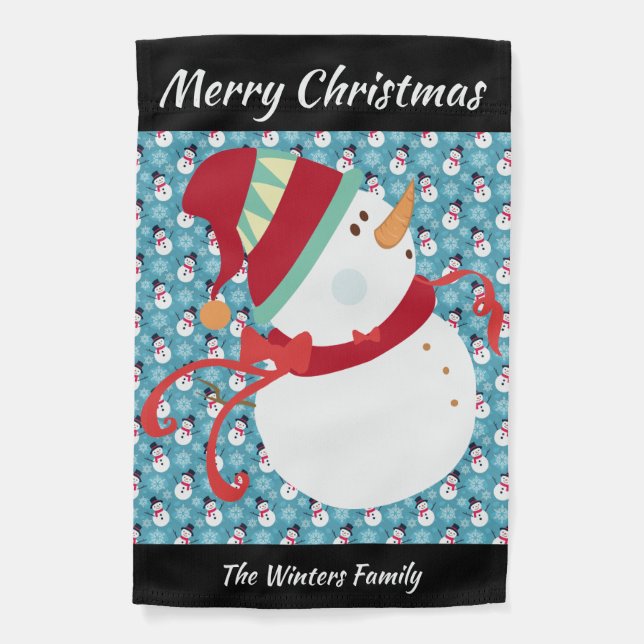 Cute Snowman Personalized Christmas Garden Flag (Front)