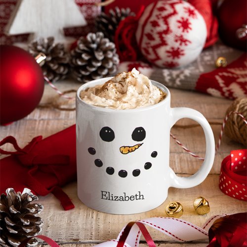 Cute Snowman Personalized Name Custom Christmas Mug