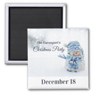 Cute Snowman Photo Christmas Party Save the Date Magnet