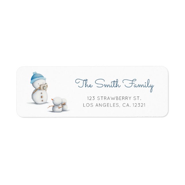 Cute Snowman Photographer Return Address Label (Front)