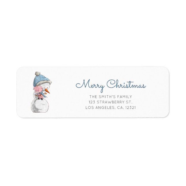 Cute Snowman Pig Return Address Label (Front)