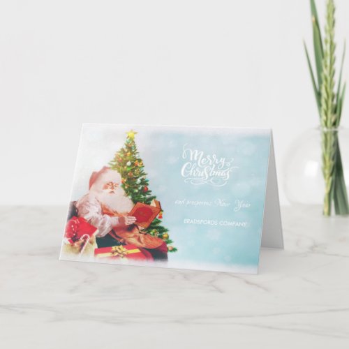 Cute SnowmanPine Tree Corporate Greeting Holiday Card