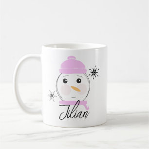 Cute Snowman Pink First Christmas   Coffee Mug