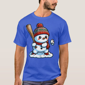 Cute snowman playing Baseball T-Shirt
