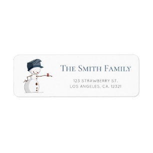 Cute Snowman Red Bird Winter Return Address Label