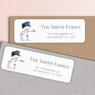 Cute Snowman Red Bird Winter Return Address Label