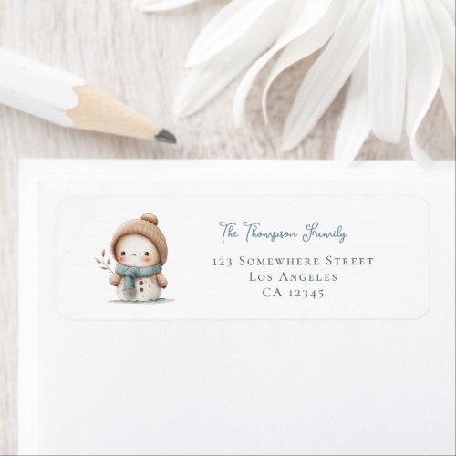 Cute Snowman Return Name Address Label